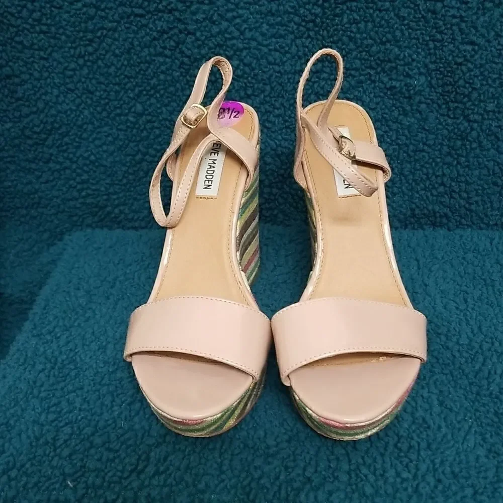 Steve Madden Tan Wedge Sandals Sz 8.5